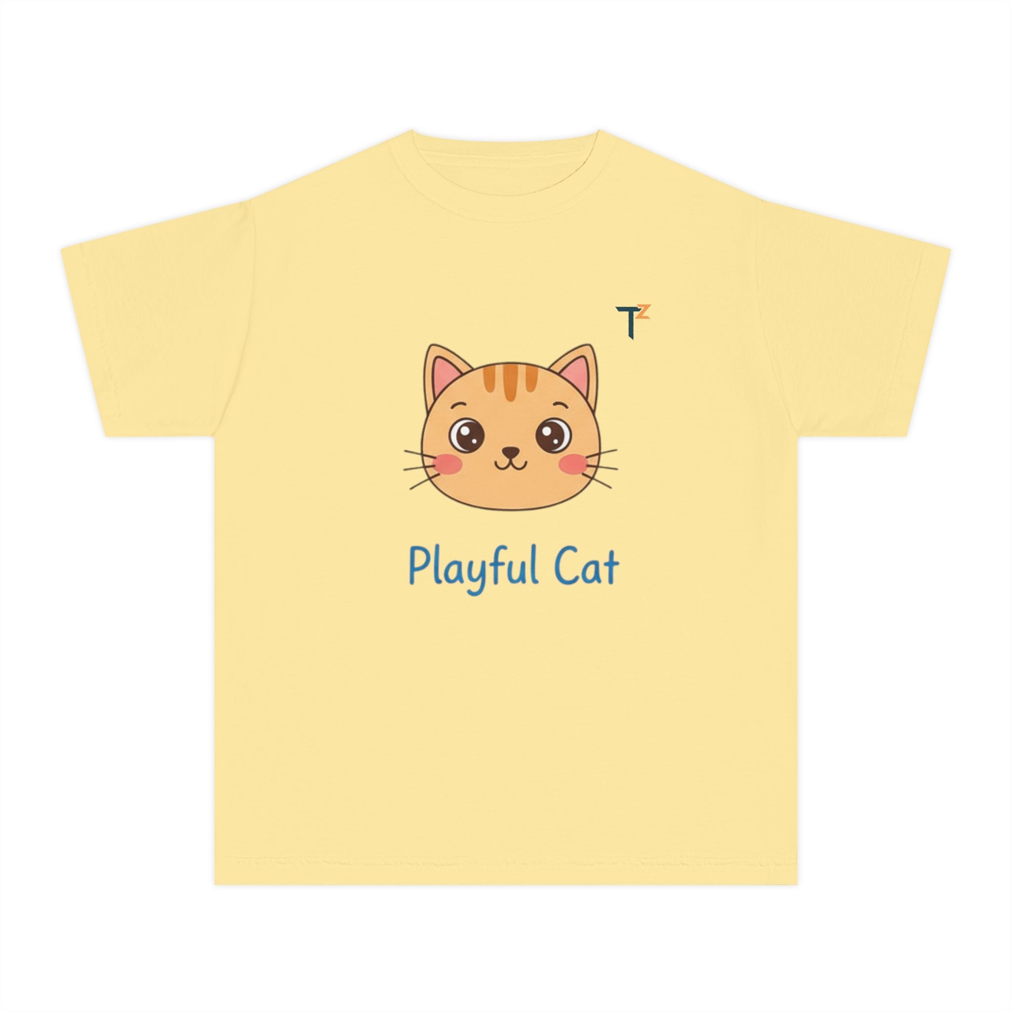 Playful Cat Youth Tee - Cute and Fun Graphic Shirt for Kids, Perfect Gift for Birthdays, Animal Lovers, Cat Enthusiasts