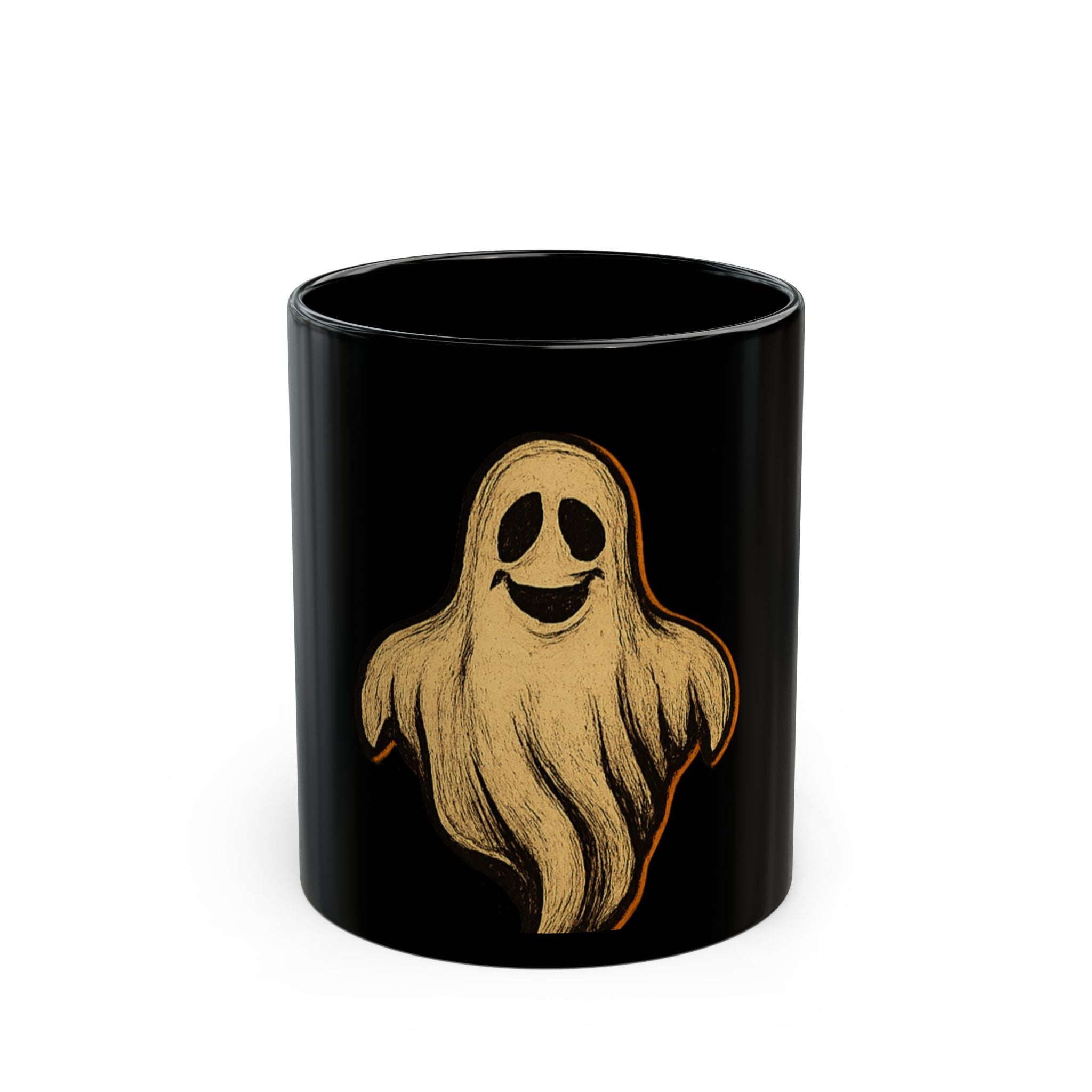 Spooky Ghost Black Mug - Halloween Coffee Cup, Ghost Lover Gift, Cute Mug for Fall, Funny Office Mug, Halloween Decor