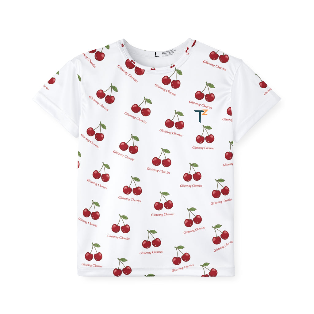 Cherry Print Kids Sports Jersey - Fun Athletic Tee for Little Ones, Perfect for Summer, Birthdays, Sports Activities, and Festivals