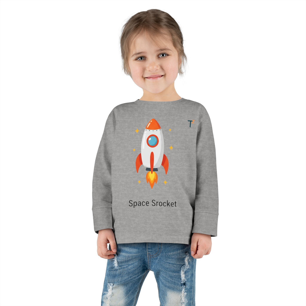 Toddler Space Rocket Tee - Cute Kids Long Sleeve Shirt for Boys and Girls, Perfect for Birthdays, Playdates, and Gifts