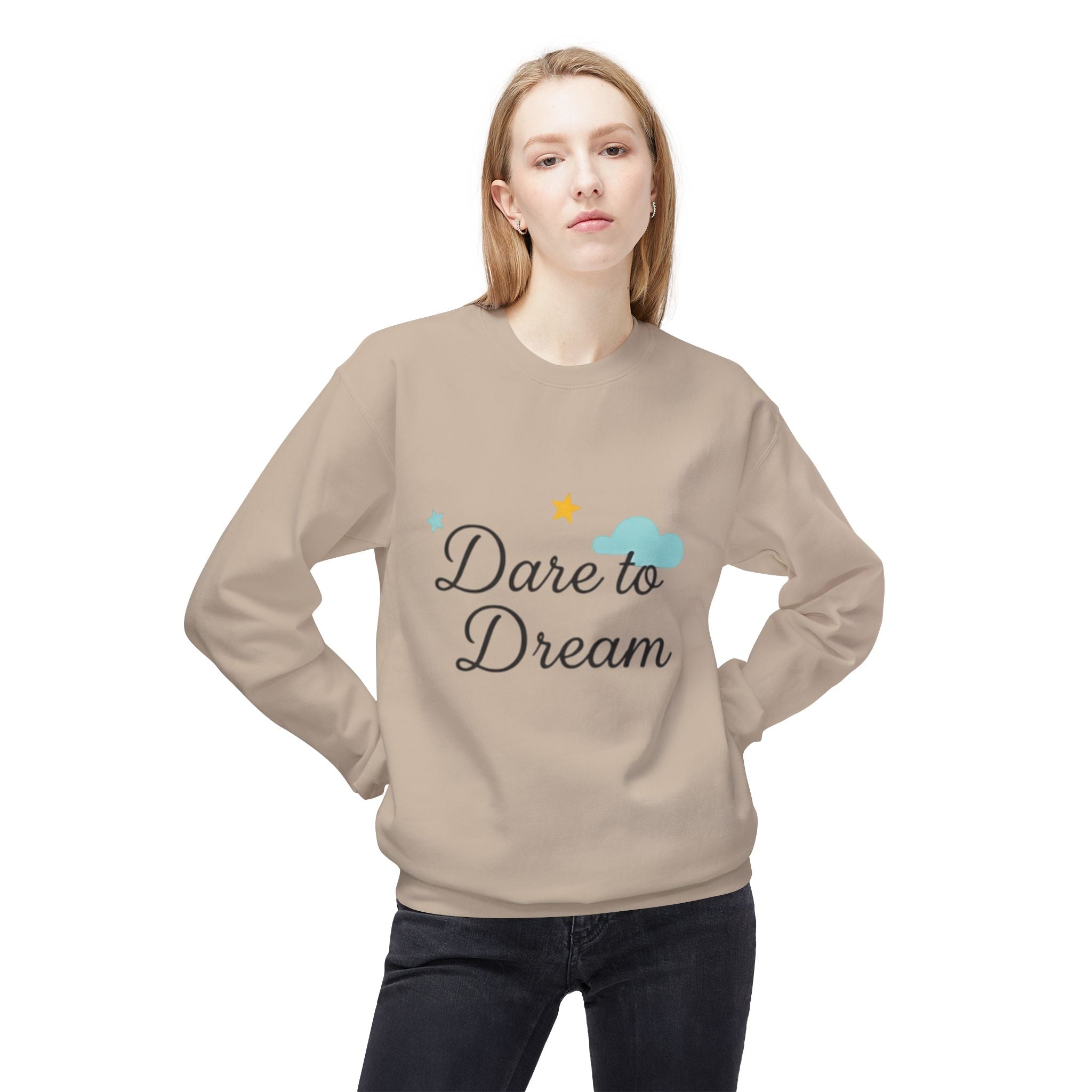 Dare to Dream Sweatshirt, Unisex Fleece Crewneck, Cozy Outfit, Inspirational Gift, Casual Loungewear