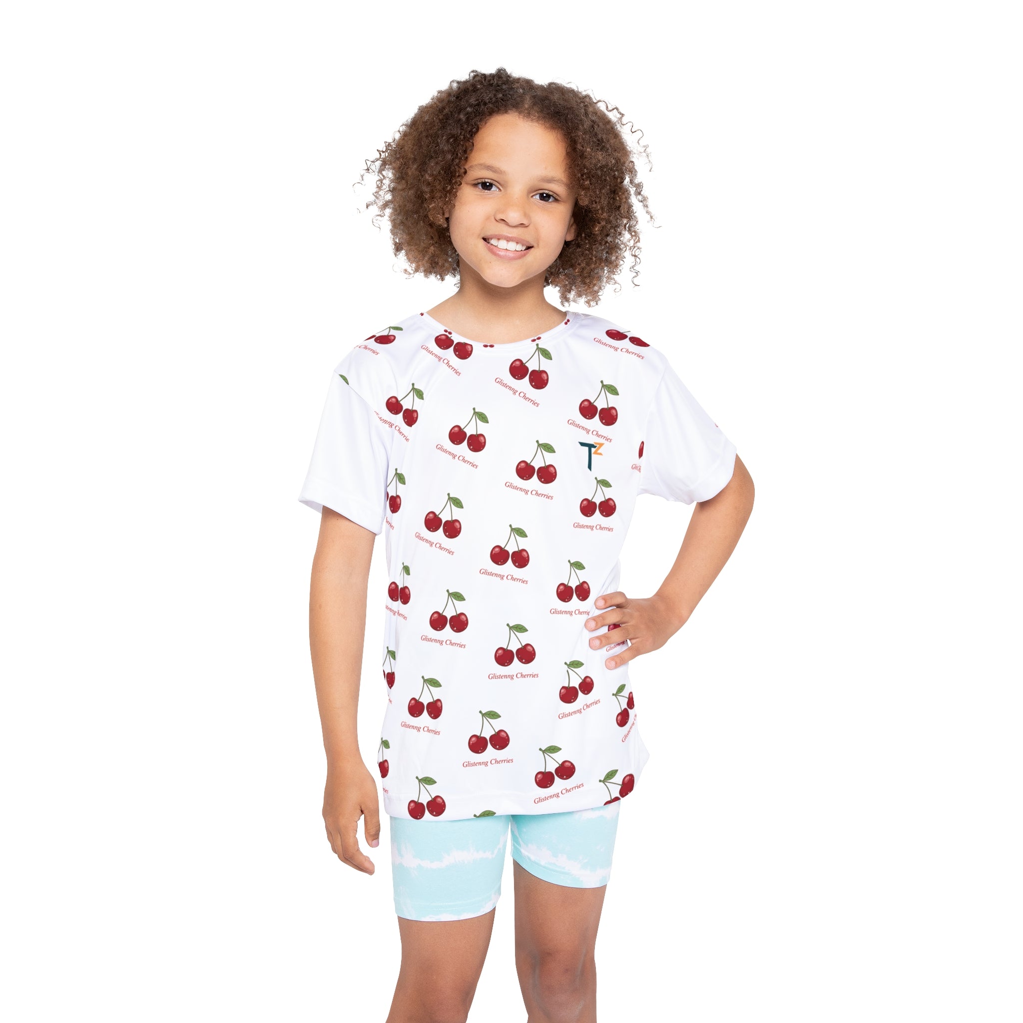 Cherry Print Kids Sports Jersey - Fun Athletic Tee for Little Ones, Perfect for Summer, Birthdays, Sports Activities, and Festivals