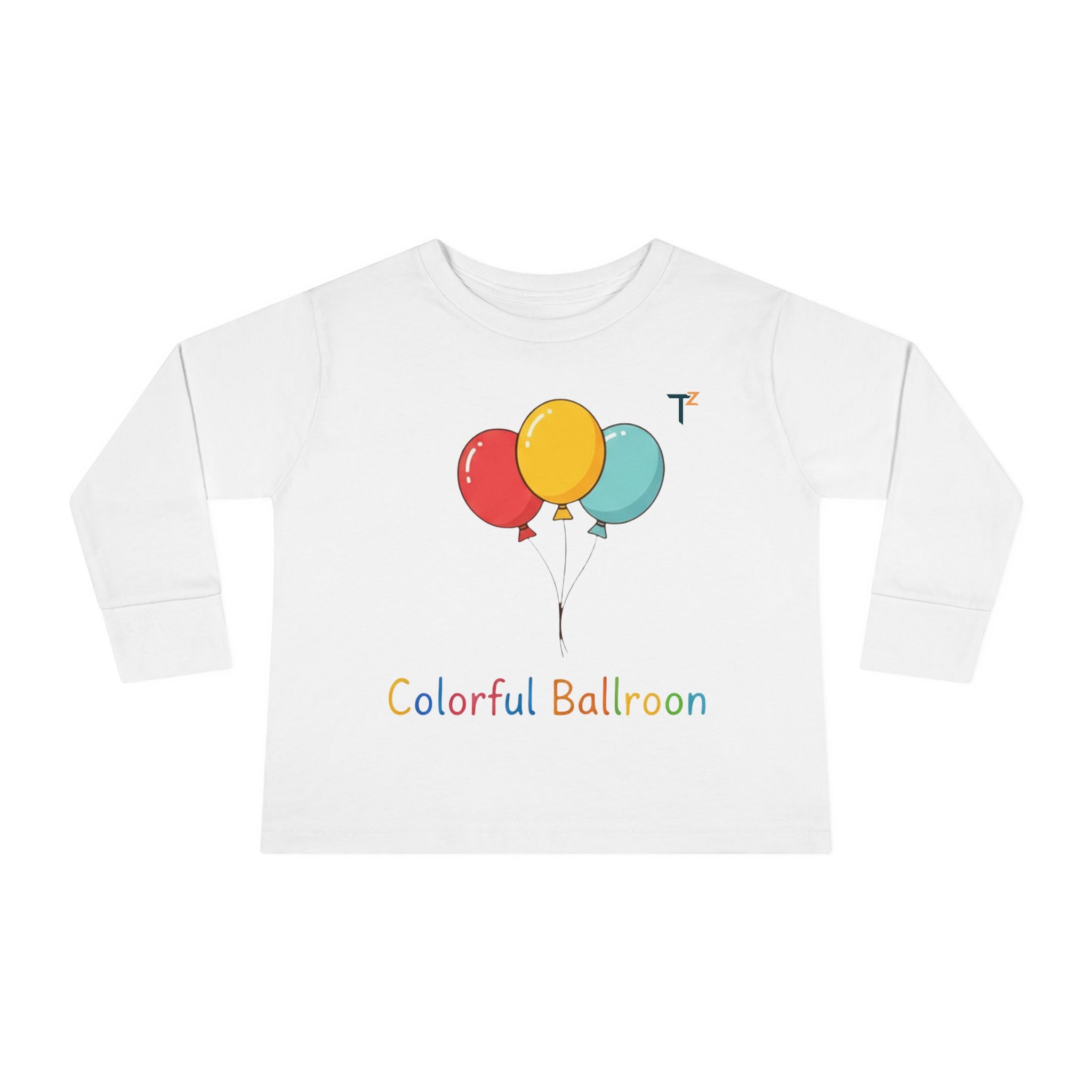 Colorful Balloon Toddler Tee, Kids Birthday Shirt, Playful Long Sleeve Top, Cute Toddler Apparel, Toddler Gift Idea, Baby Shower Gift
