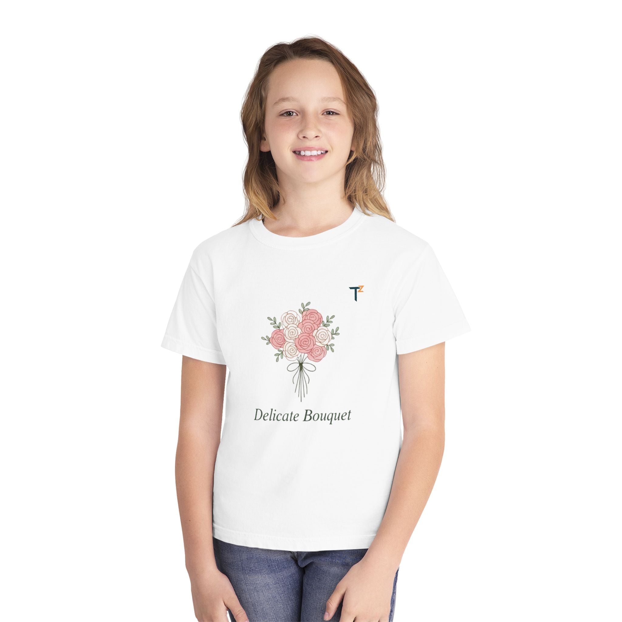 Delicate Bouquet Youth Midweight Tee, Floral Shirt, Kid's Apparel, Gifts for Her, Spring Fashion, Birthday Gift