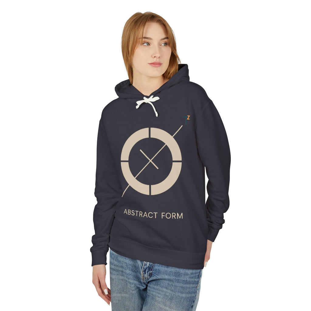 Abstract Form Lightweight Hoodie for Creative Souls, Unisex Sweatshirt, Artistic Apparel, Gift for Art Lovers, Stylish Layering