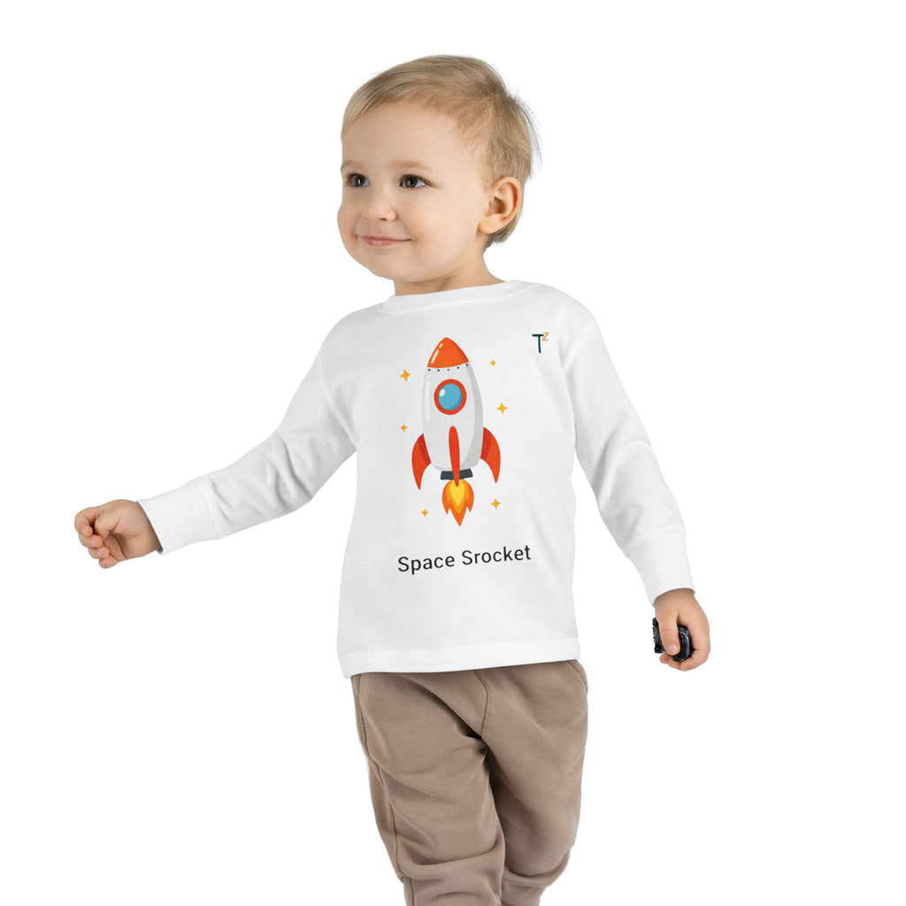 Toddler Space Rocket Tee - Cute Kids Long Sleeve Shirt for Boys and Girls, Perfect for Birthdays, Playdates, and Gifts
