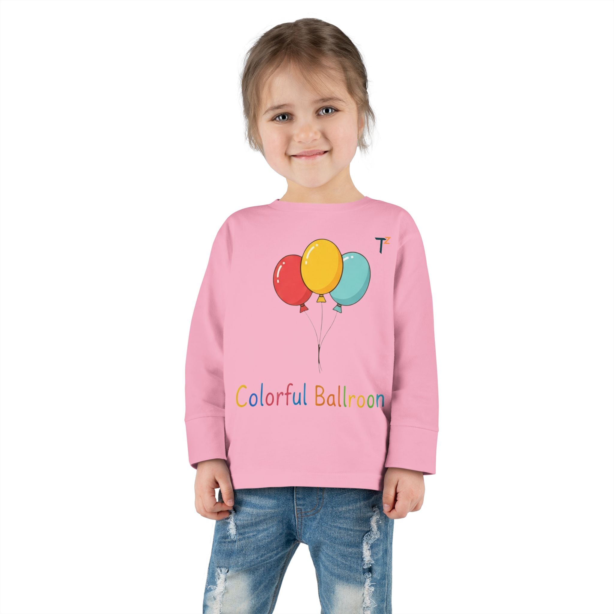 Colorful Balloon Toddler Tee, Kids Birthday Shirt, Playful Long Sleeve Top, Cute Toddler Apparel, Toddler Gift Idea, Baby Shower Gift