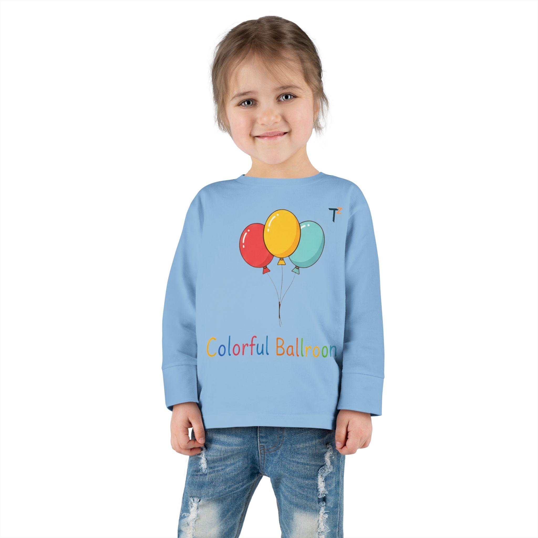 Colorful Balloon Toddler Tee, Kids Birthday Shirt, Playful Long Sleeve Top, Cute Toddler Apparel, Toddler Gift Idea, Baby Shower Gift