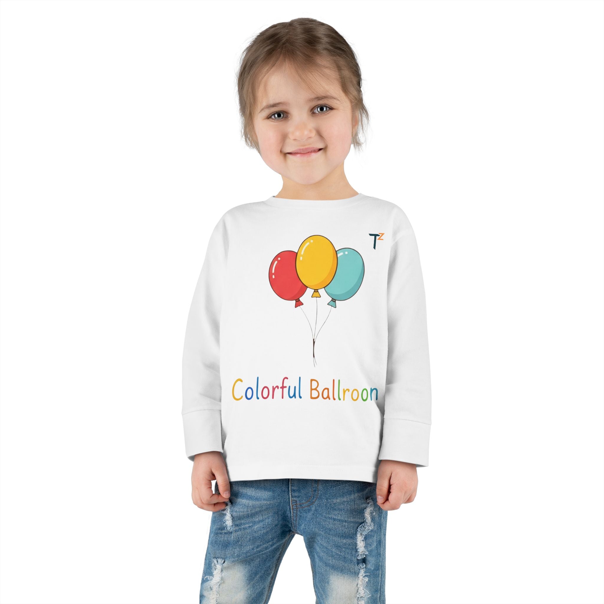 Colorful Balloon Toddler Tee, Kids Birthday Shirt, Playful Long Sleeve Top, Cute Toddler Apparel, Toddler Gift Idea, Baby Shower Gift