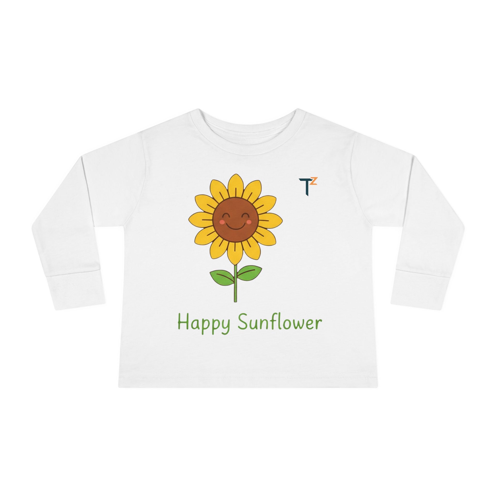 Happy Sunflower Toddler Long Sleeve Tee, Cute Kids Shirt, Spring Fashion, Baby Gift, Child's Birthday, Eco-Friendly Apparel