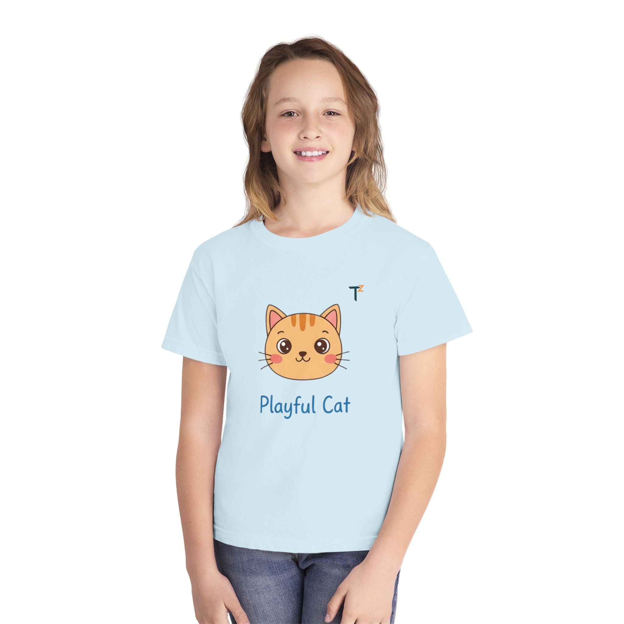 Playful Cat Youth Tee - Cute and Fun Graphic Shirt for Kids, Perfect Gift for Birthdays, Animal Lovers, Cat Enthusiasts
