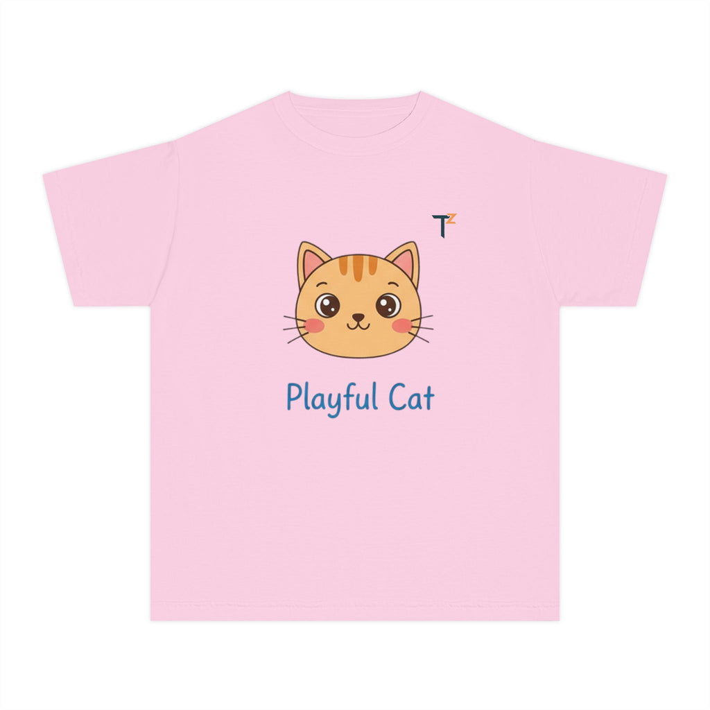 Playful Cat Youth Tee - Cute and Fun Graphic Shirt for Kids, Perfect Gift for Birthdays, Animal Lovers, Cat Enthusiasts