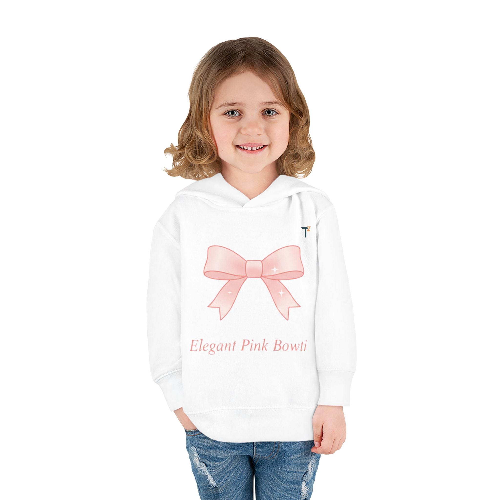 Elegant Pink Bow Toddler Hoodie, Cute Toddler Fleece Sweatshirt, Kids Pullover Hoodie, Birthday Gift, Baby Shower Gift