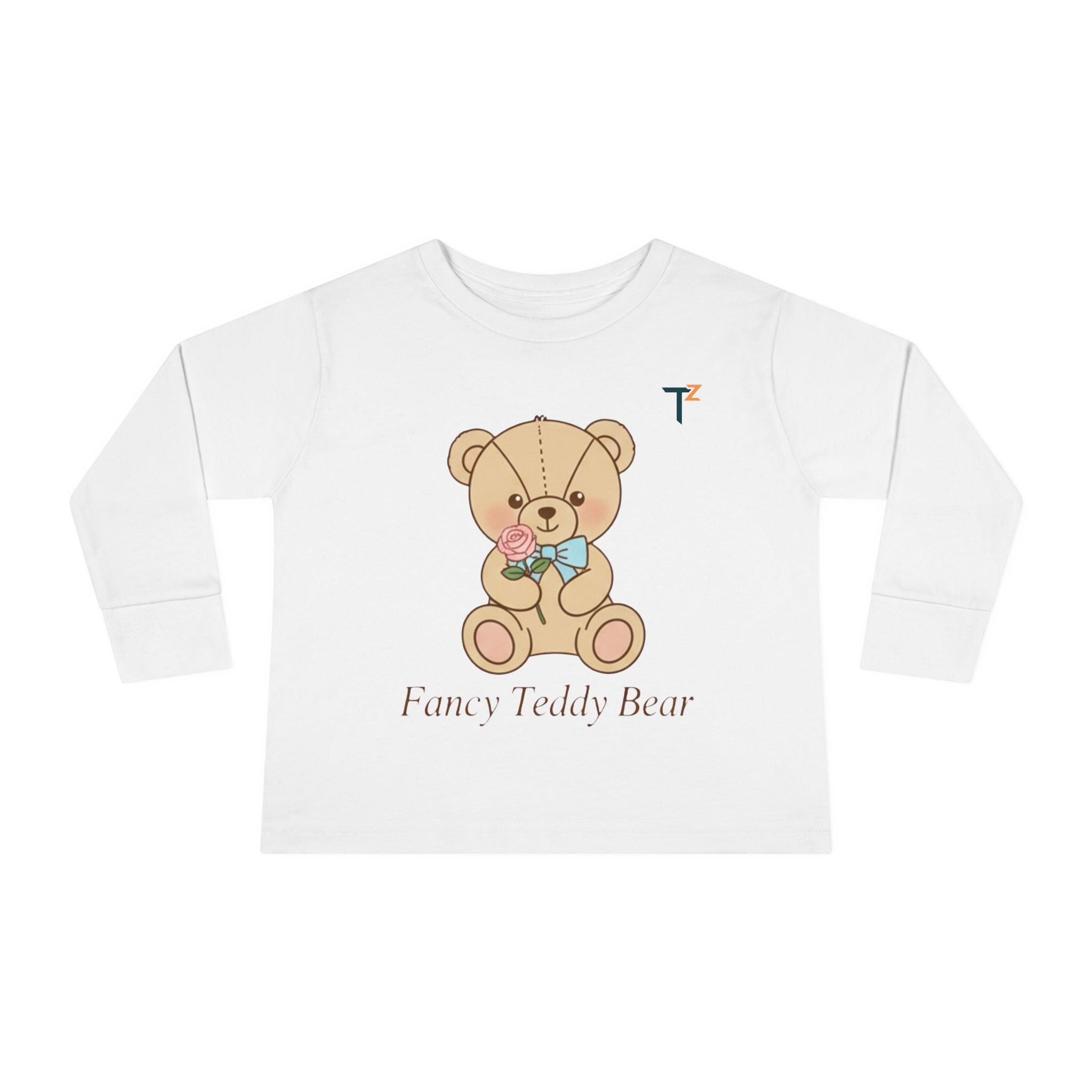Adorable Toddler Long Sleeve Tee with Teddy Bear Design, Perfect for Birthdays, Holidays, Gift for Kids, Baby Shower, Cozy Casual Wear