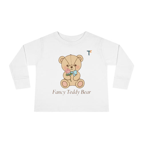 Adorable Toddler Long Sleeve Tee with Teddy Bear Design, Perfect for Birthdays, Holidays, Gift for Kids, Baby Shower, Cozy Casual Wear