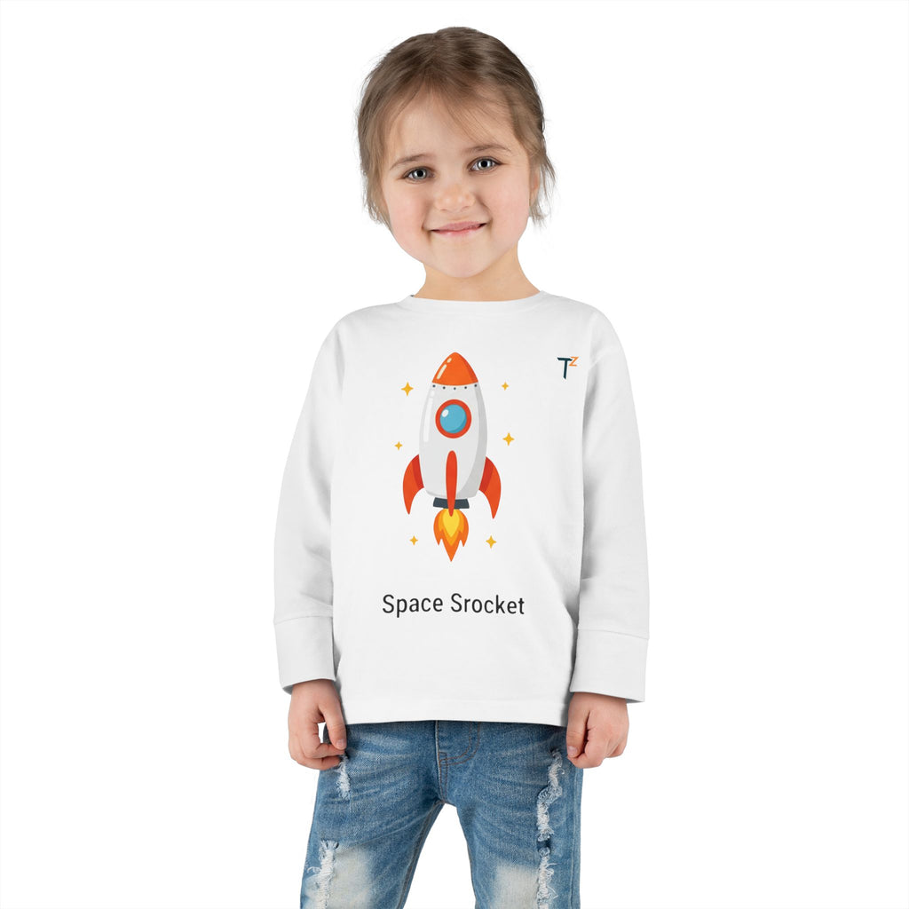 Toddler Space Rocket Tee - Cute Kids Long Sleeve Shirt for Boys and Girls, Perfect for Birthdays, Playdates, and Gifts