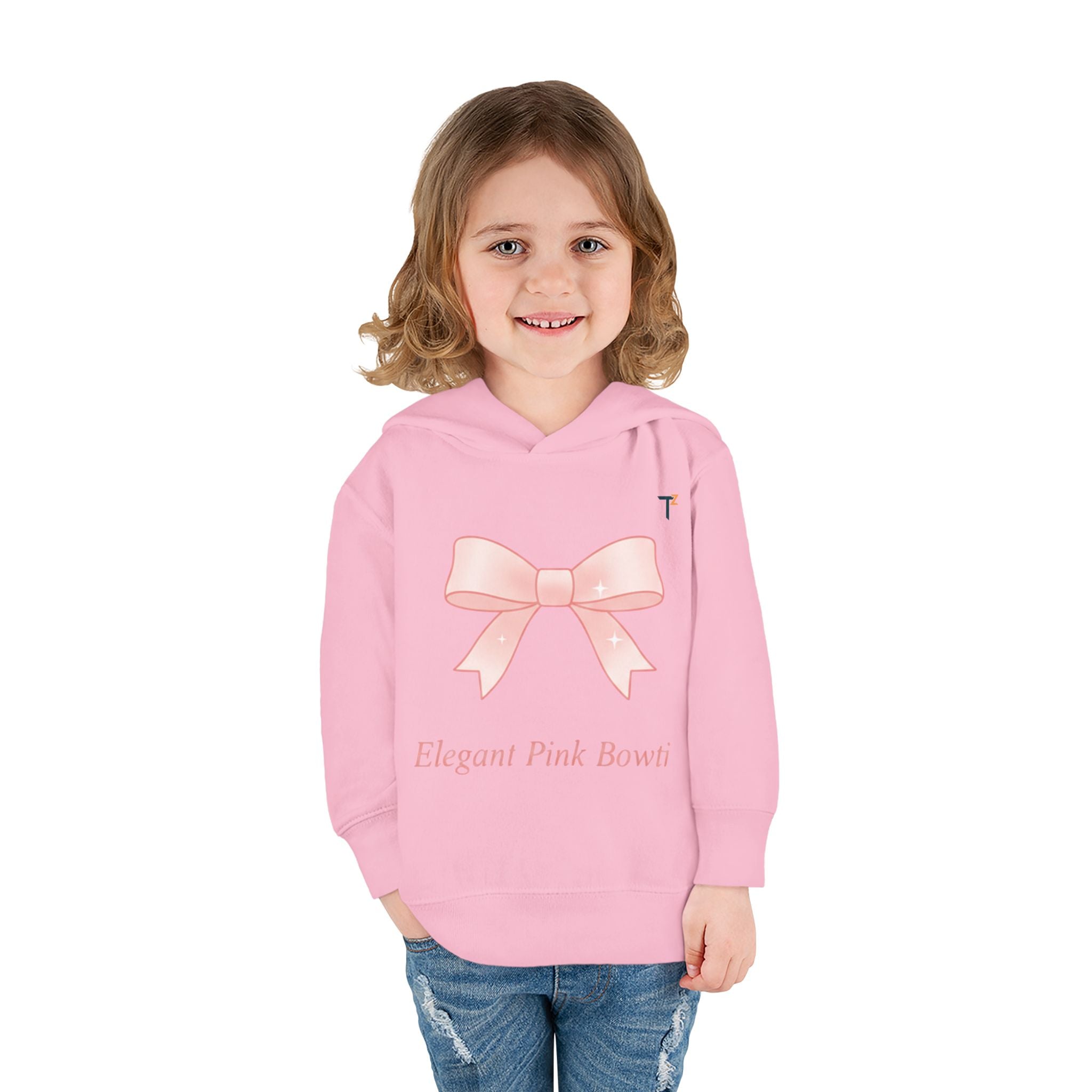 Elegant Pink Bow Toddler Hoodie, Cute Toddler Fleece Sweatshirt, Kids Pullover Hoodie, Birthday Gift, Baby Shower Gift