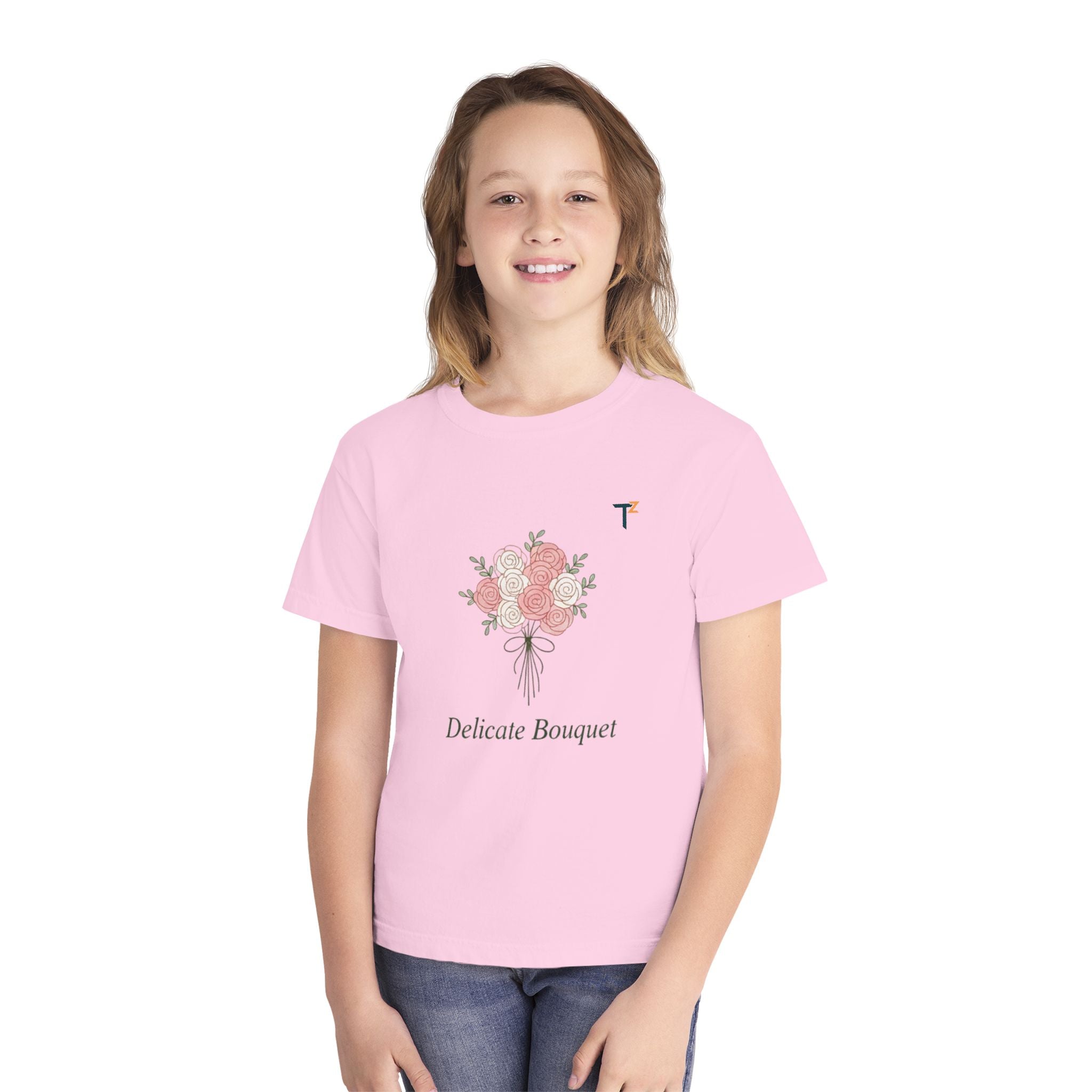 Delicate Bouquet Youth Midweight Tee, Floral Shirt, Kid's Apparel, Gifts for Her, Spring Fashion, Birthday Gift