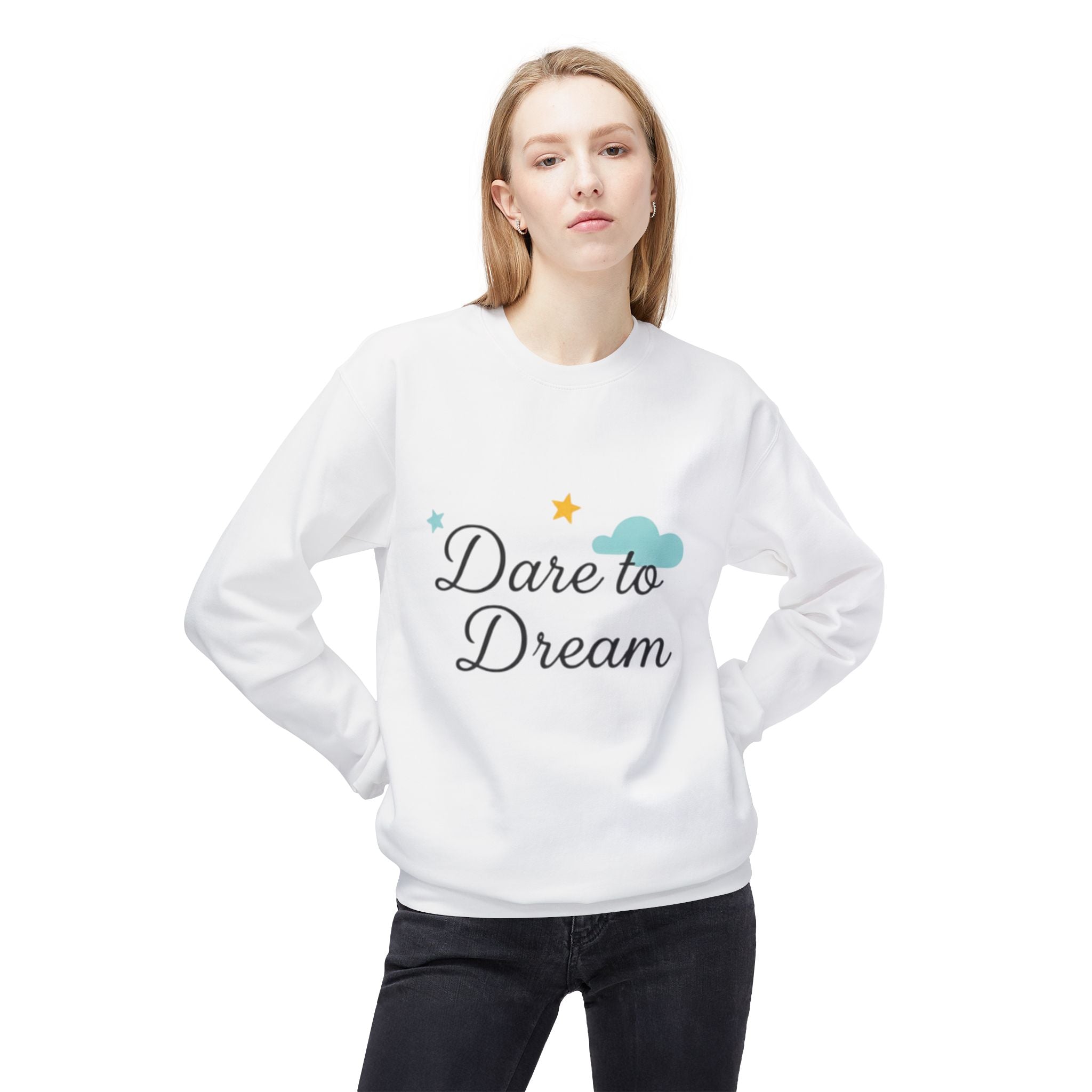 Dare to Dream Sweatshirt, Unisex Fleece Crewneck, Cozy Outfit, Inspirational Gift, Casual Loungewear