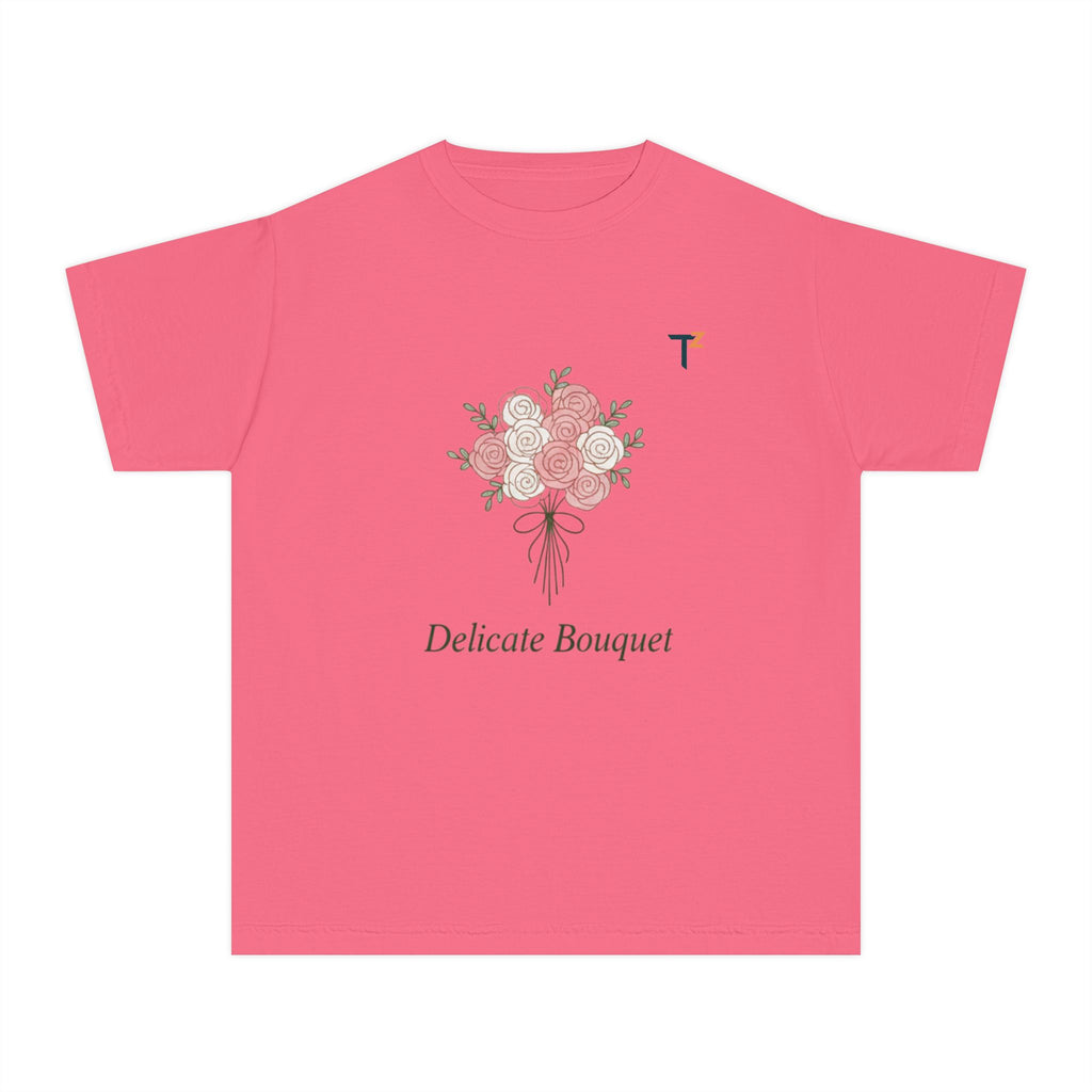 Delicate Bouquet Youth Midweight Tee, Floral Shirt, Kid's Apparel, Gifts for Her, Spring Fashion, Birthday Gift