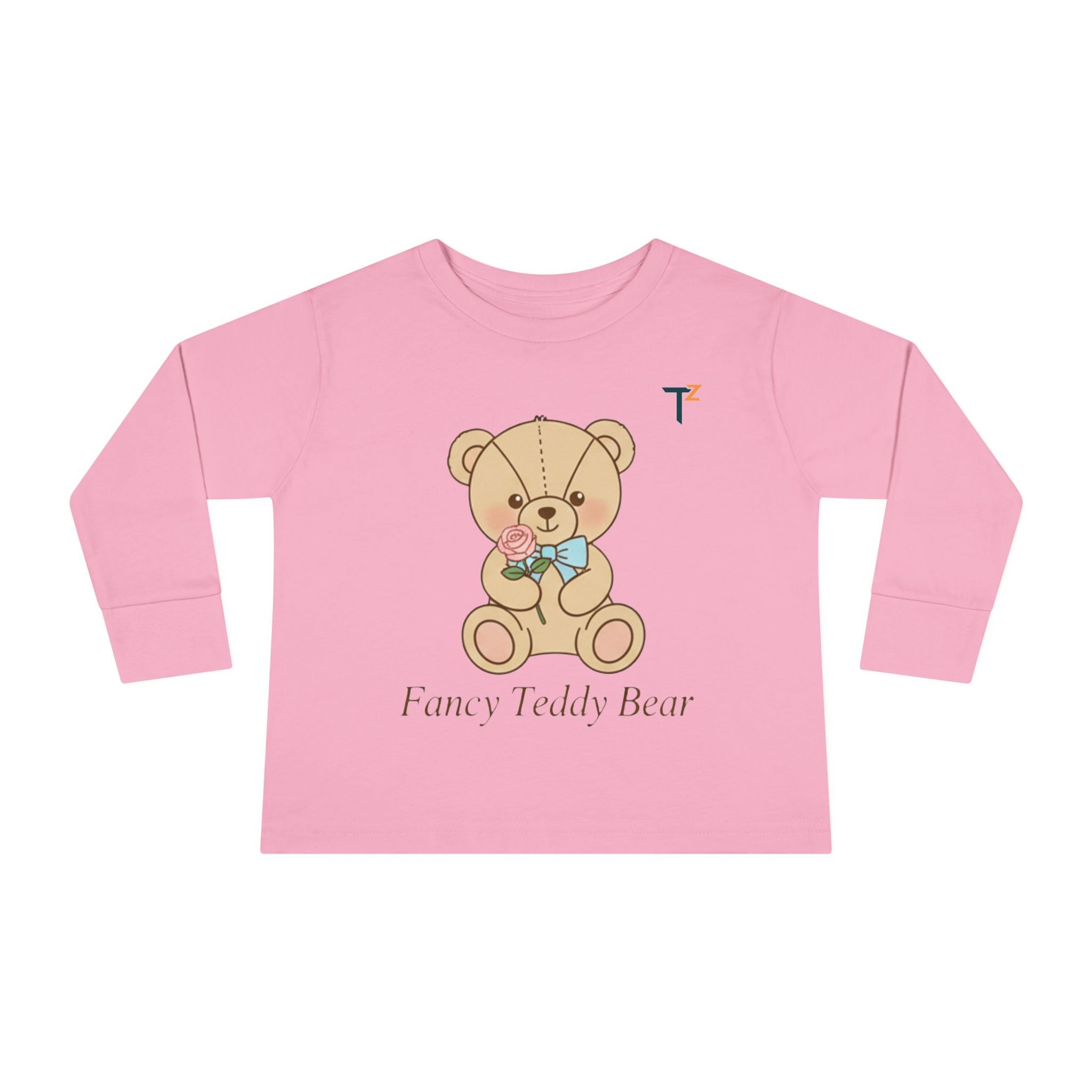 Adorable Toddler Long Sleeve Tee with Teddy Bear Design, Perfect for Birthdays, Holidays, Gift for Kids, Baby Shower, Cozy Casual Wear