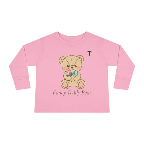 Adorable Toddler Long Sleeve Tee with Teddy Bear Design, Perfect for Birthdays, Holidays, Gift for Kids, Baby Shower, Cozy Casual Wear