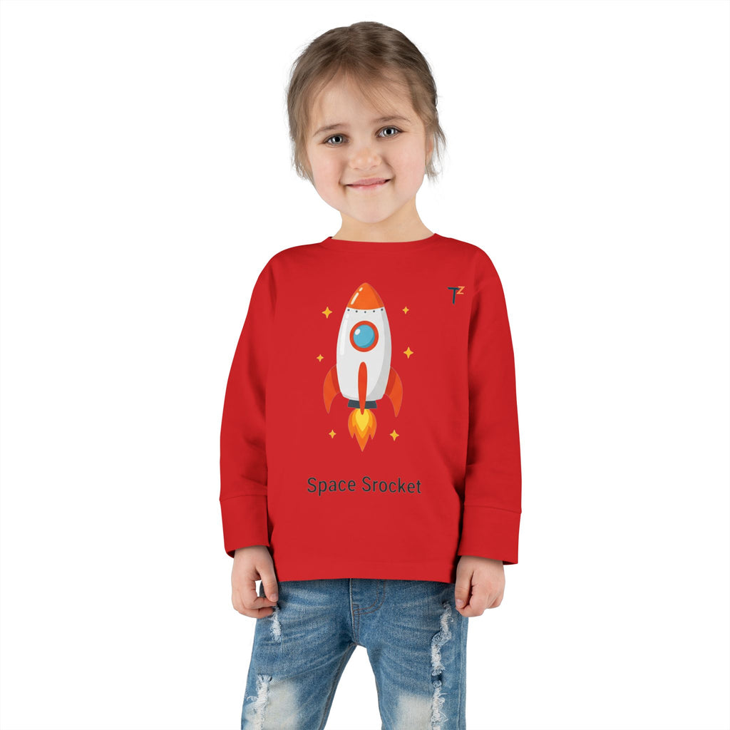 Toddler Space Rocket Tee - Cute Kids Long Sleeve Shirt for Boys and Girls, Perfect for Birthdays, Playdates, and Gifts