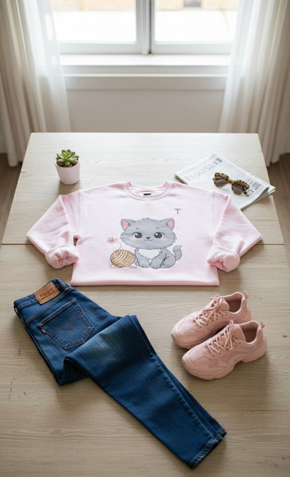 Cute Cat Lover Crewneck Sweatshirt