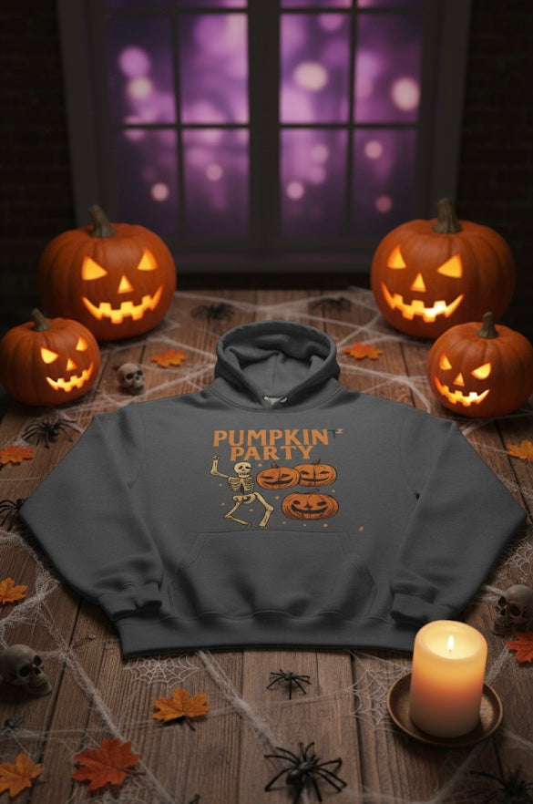 Halloween Sweatshirt, Unisex Lightweight Hoodie, Pumpkin Party Apparel, Skeleton Design, Fall Fashion, Spooky Season