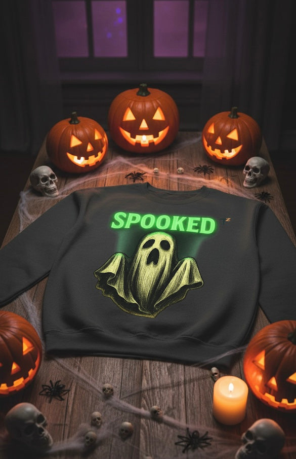 Spooked Sweatshirt - Unisex Cozy Halloween Apparel, Ghost Graphic Sweatshirt, Fall Fashion, Spooky Season Gift, Unique Men & Women Wear