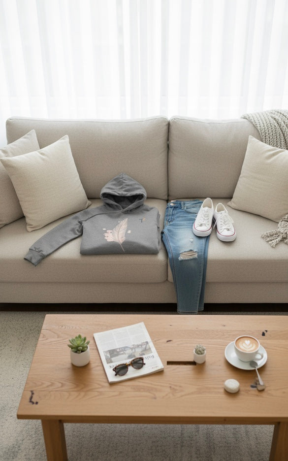 Elegant Feather Hooded Tee